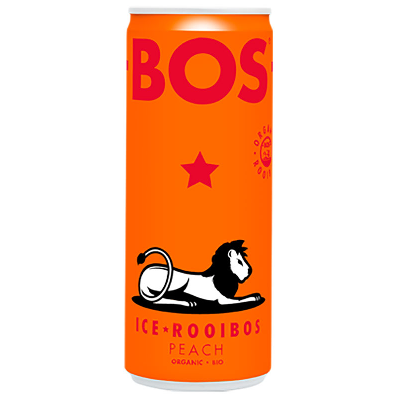 BOS Bio Ice Tea – Peach, Pack of 12 Cans, 250ml