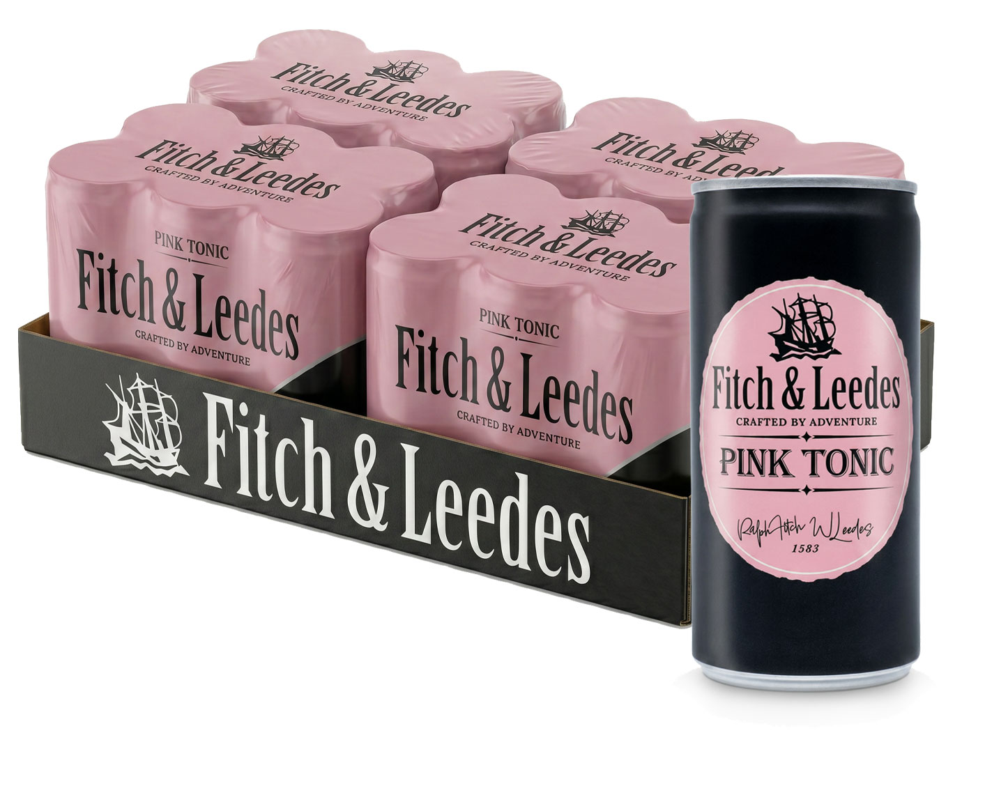 Fitch & Leedes – Pink Tonic, Pack of 6 Cans, 200ml