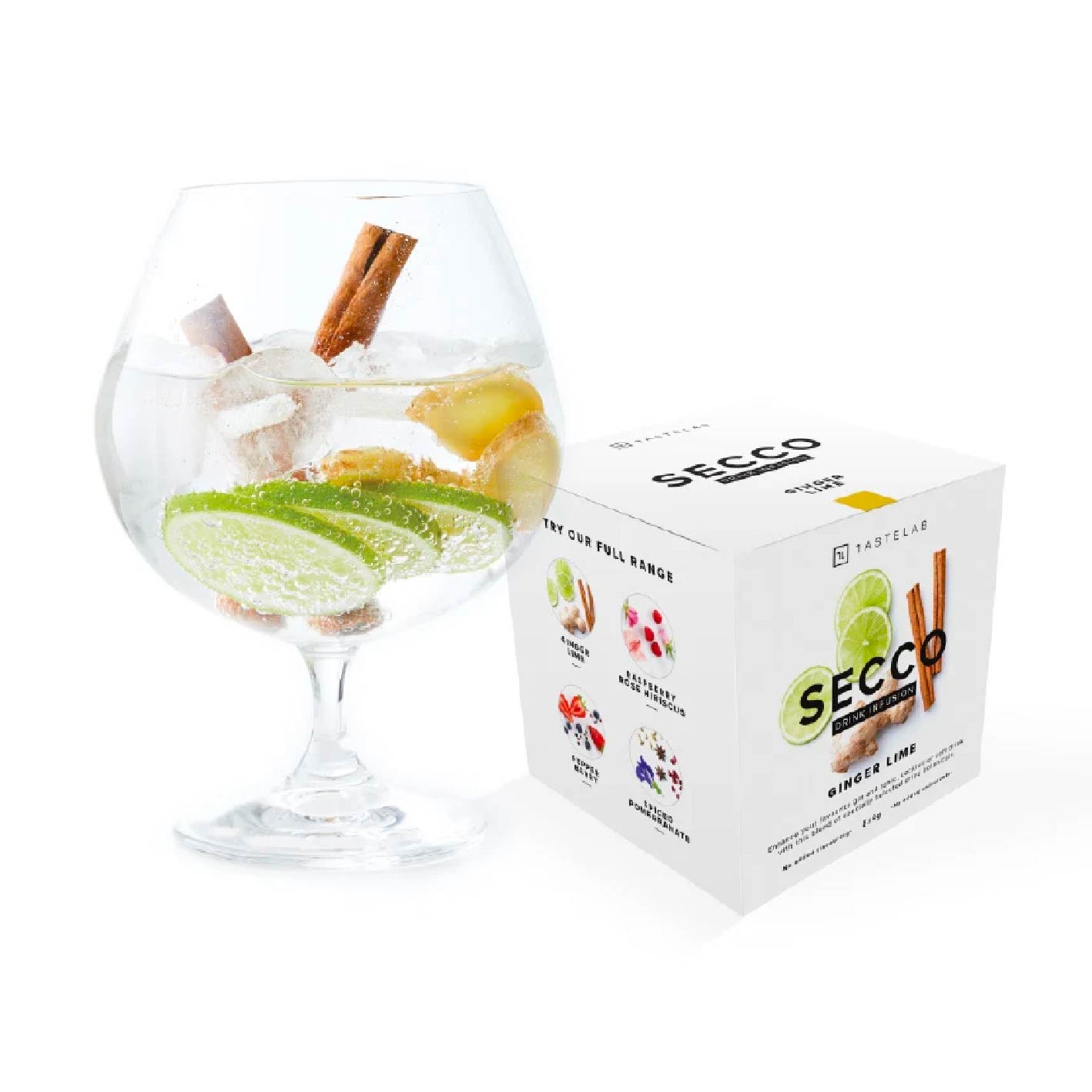 Tastelab – Secco Drink Infusion, Ginger Lime, 8 sachets per box