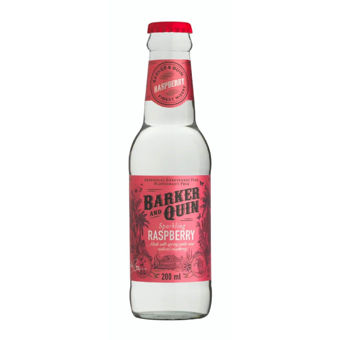 Barker & Quin – Raspberry Fizz, Pack of 4 Glass Bottles, 200ml