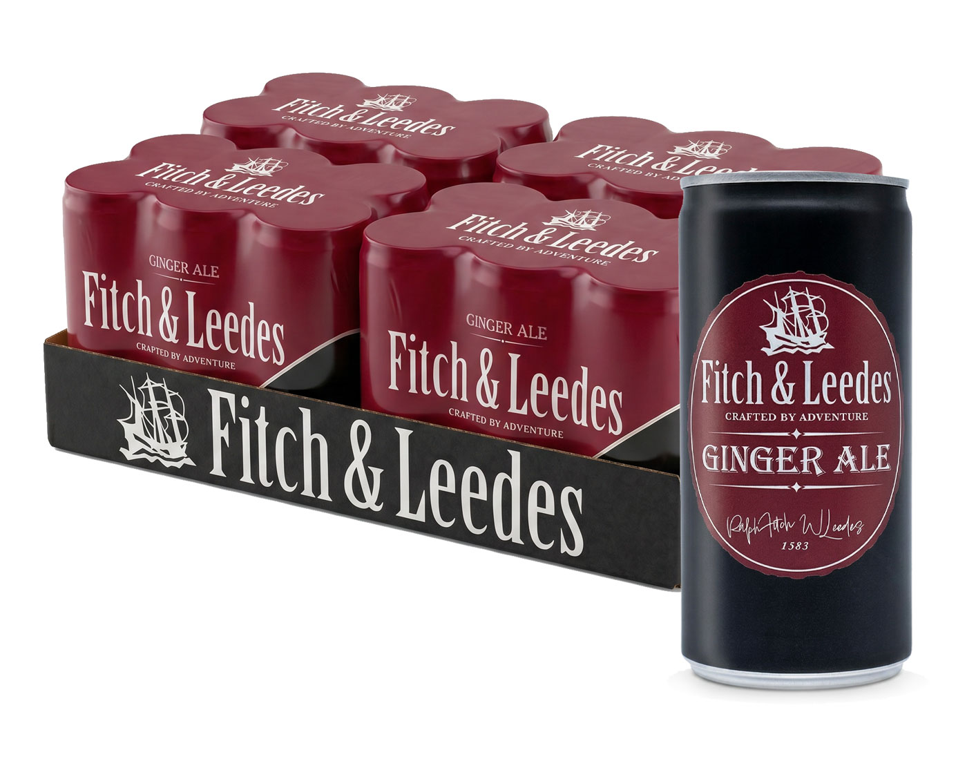 Fitch & Leedes – Ginger Ale, Pack of 6 cans, 200ml