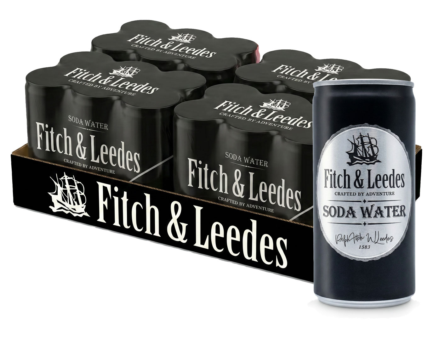 Fitch & Leedes – Club Soda, Pack of 6 cans, 200ml